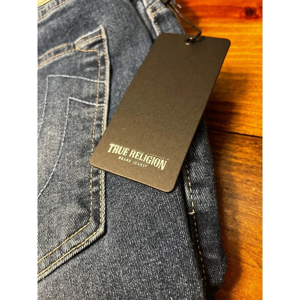 True Religion Bobby Applique Jeans Mens 32W 32L Medium Blaze Wash TR Logo NWT